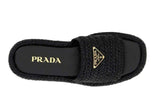 Prada logo-plaque crochet sandals 'Black' - DUBAI ALL STAR