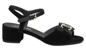 Chanel Sandals Velvet Strass Metal