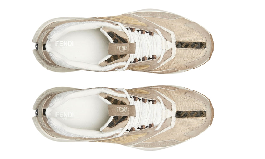Fendi faster training shoes Beige nubuck leather low-top shoes - DUBAI ALL STAR