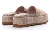 Gucci Platform Slide Sandal 'Jumbo GG - Beige Light Pink' - DUBAI ALL STAR