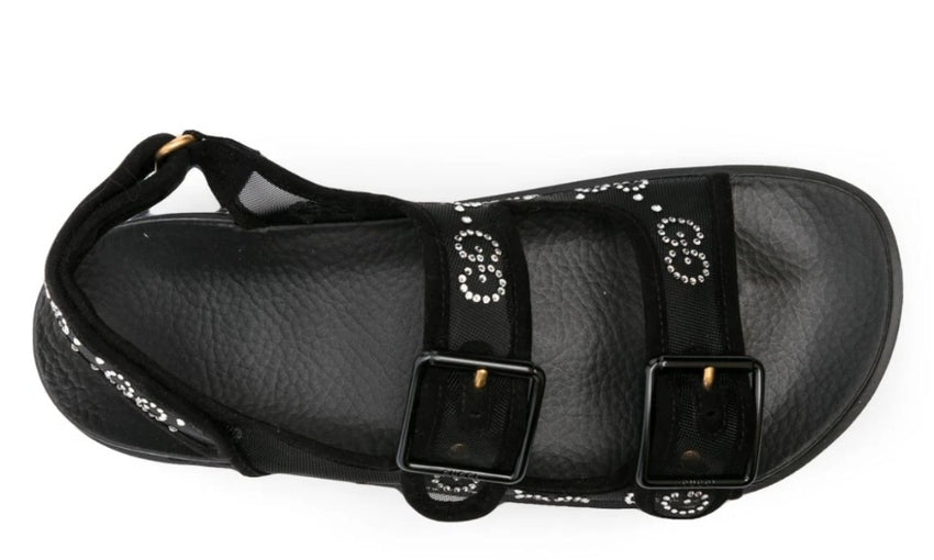 Gucci crystal-embellished monogram-pattern sandals "Black" - DUBAI ALL STAR