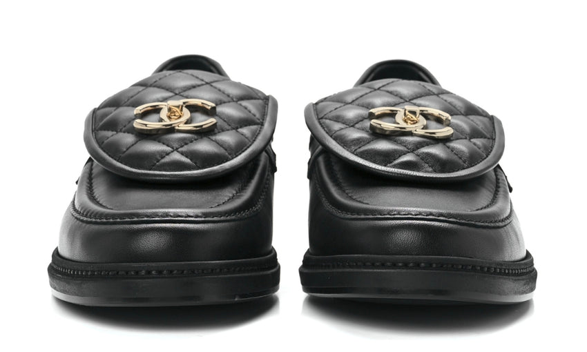 CHANEL Lambskin Quilted CC Turnlock Loafers 41 Black - DUBAI ALL STAR