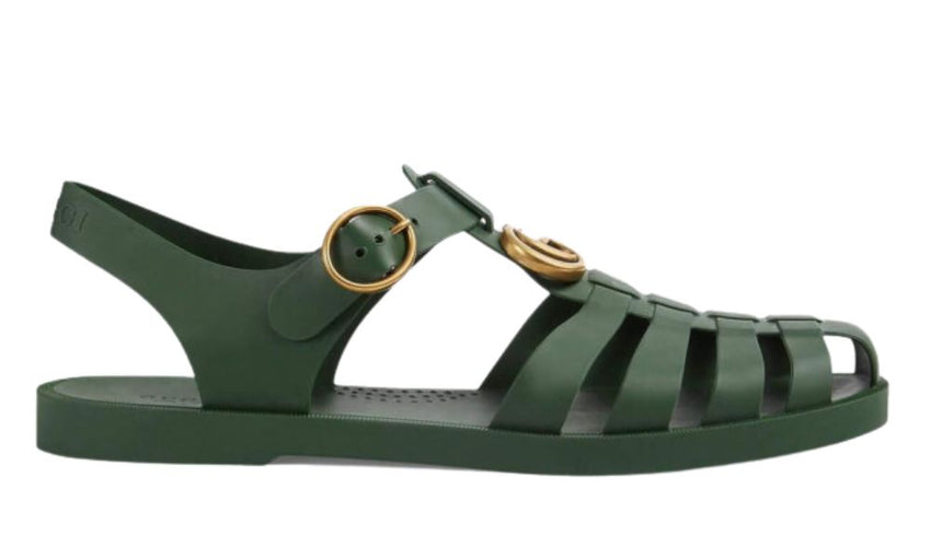 Gucci Rubber Buckle Strap Sandals - Green - DUBAI ALL STAR