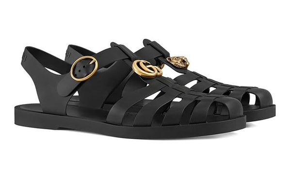 Gucci Rubber Buckle Strap Sandals Black DUBAI ALL STAR