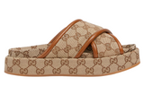 Gucci Women's GG Platform Sandal "Beige And Dark Brown" - Dubaiallstar