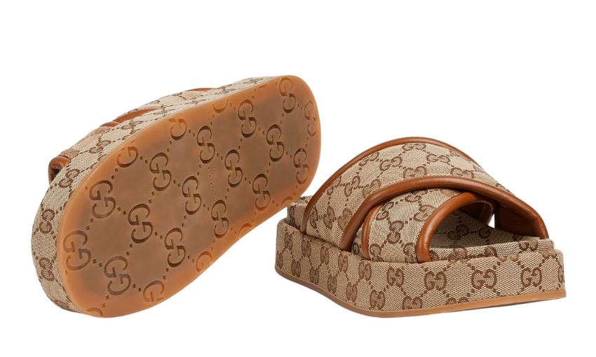 Gucci Women's GG Platform Sandal "Beige And Dark Brown" - Dubaiallstar