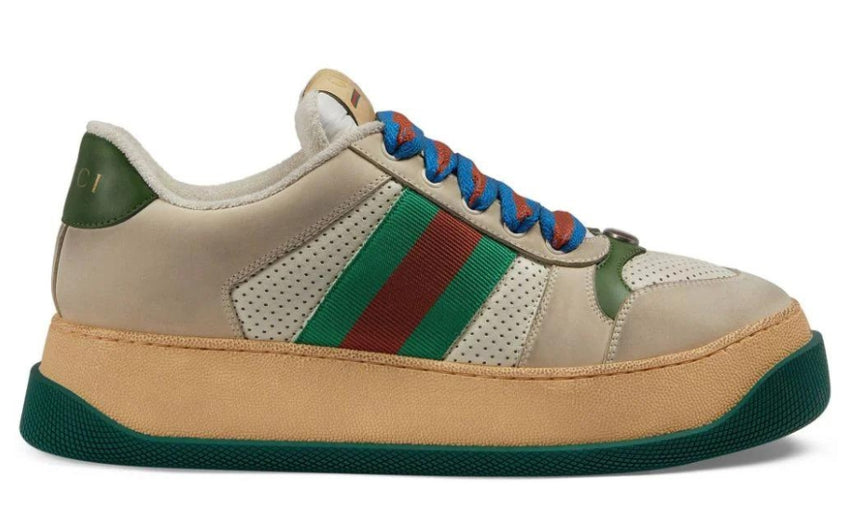 Gucci Screener low-top leather sneakers 'Cream White Green' - DUBAI ALL STAR