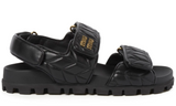 Miu Miu matelassé leather sandals "Black" - Dubaiallstar