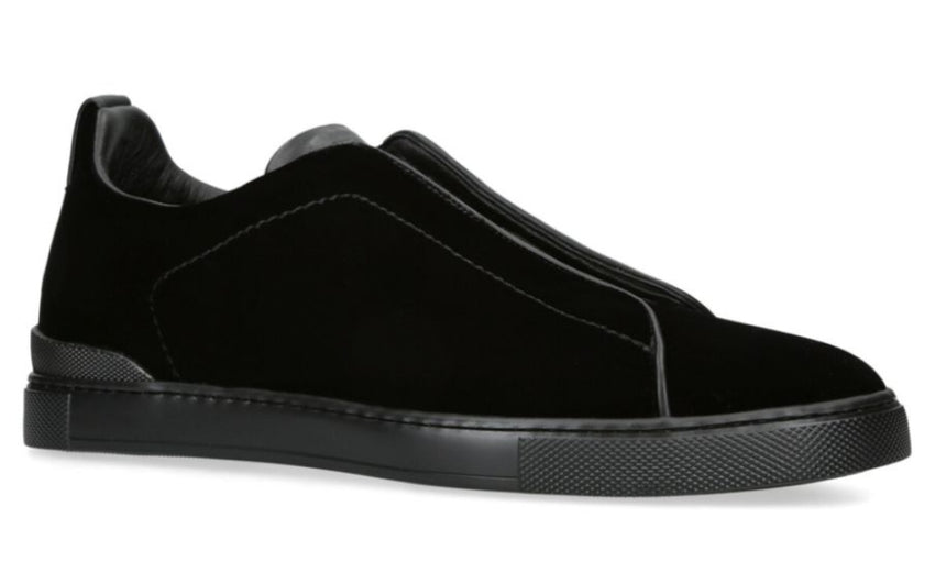 ZEGNA  Velvet Triple Stitch Sneakers "Black" - DUBAI ALL STAR