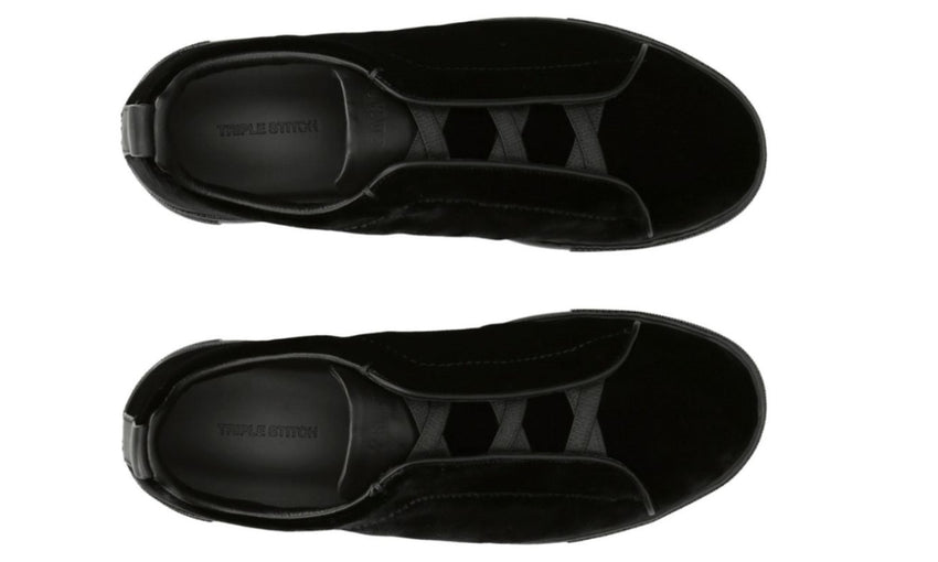 ZEGNA  Velvet Triple Stitch Sneakers "Black" - DUBAI ALL STAR