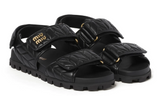 Miu Miu matelassé leather sandals "Black" - Dubaiallstar