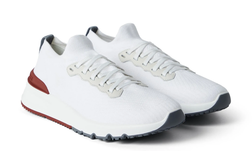 Brunello knitted low-top sneakers "White" - Dubaiallstar