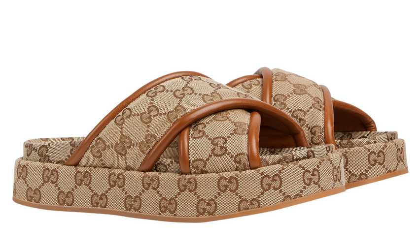Gucci Women's GG Platform Sandal "Beige And Dark Brown" - Dubaiallstar