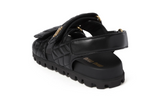 Miu Miu matelassé leather sandals "Black" - Dubaiallstar