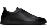 Zegna Black Triple Stitch Sneakers