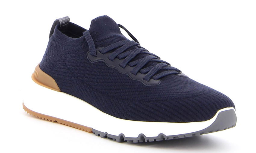 Brunello Cotton chiné knit runners "Bleu" - Dubaiallstar