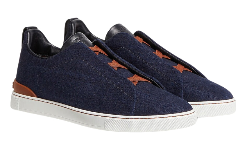 Zegna Cotton Denim Triple Stitch™ Sneakers "Blue" - DUBAI ALL STAR