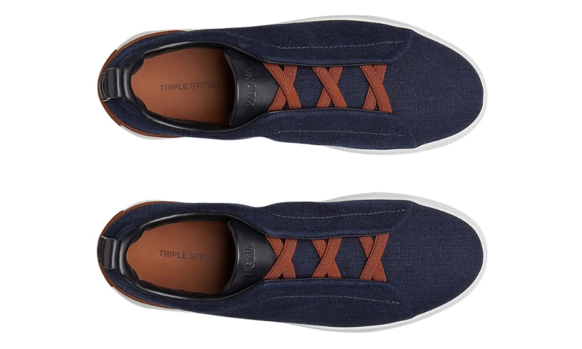 Zegna Cotton Denim Triple Stitch™ Sneakers "Blue" - DUBAI ALL STAR