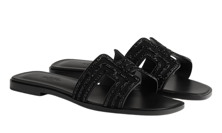 HERMES Oran Sandal iconic "H" Black - Dubaiallstar