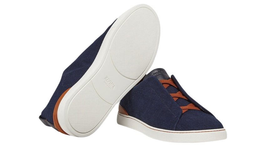 Zegna Cotton Denim Triple Stitch™ Sneakers "Blue" - DUBAI ALL STAR