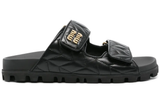 Miu Miu Matelassé Nappa Leather Slides "Black" - Dubaiallstar