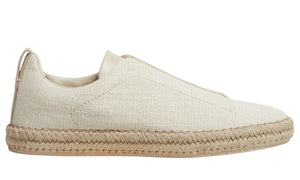 ZEGNA White Off Linen Blend Triple Stitch Espadrilles