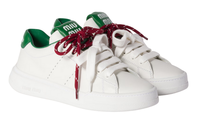 Miu Miu Leather sneakers "White / Green" - Dubaiallstar