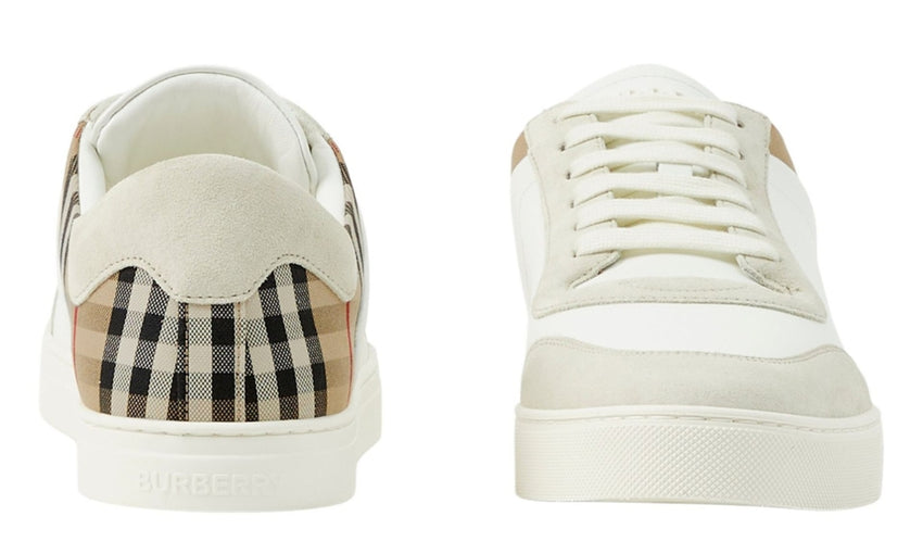 Burberry Check Panelled Sneakers 'Natural White Archive Beige' - DUBAI ALL STAR