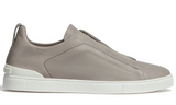 Zegna SECONDSKIN Triple Stitch leather sneakers Light Grey"