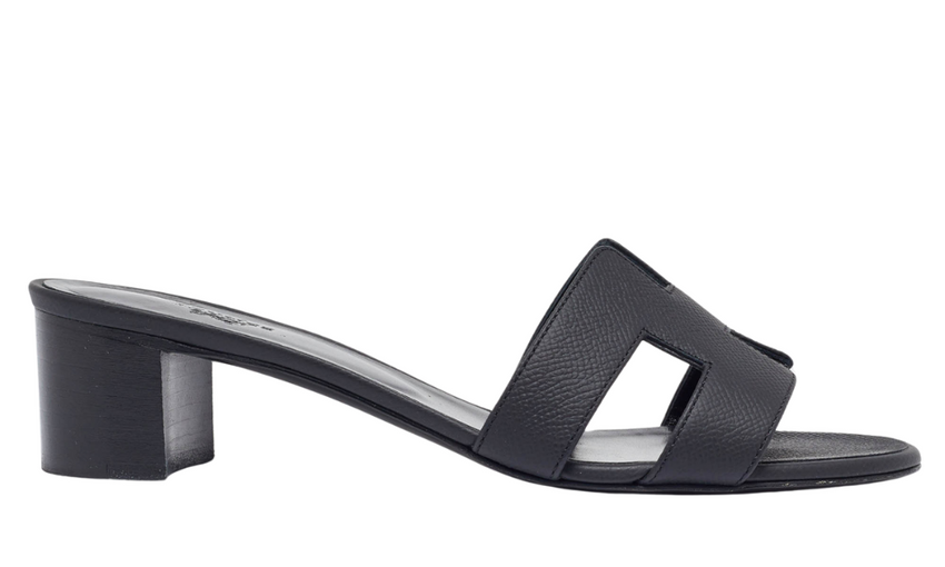 Hermès Leather Oasis Slide Sandals "Black" - Dubaiallstar