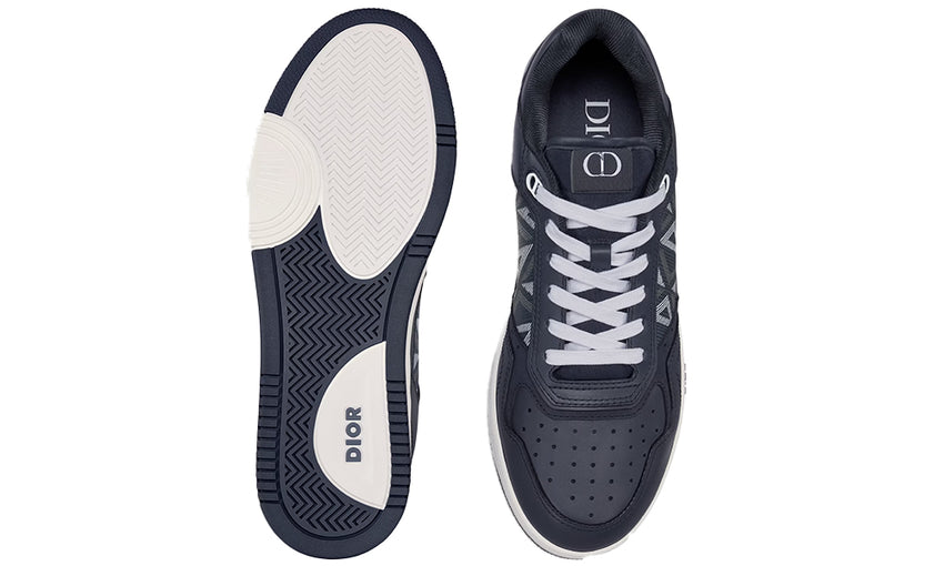 B27 Low-top Sneaker Navy Blue Smooth Calfskin And Cd Diamond Canvas | Dubaiallstar