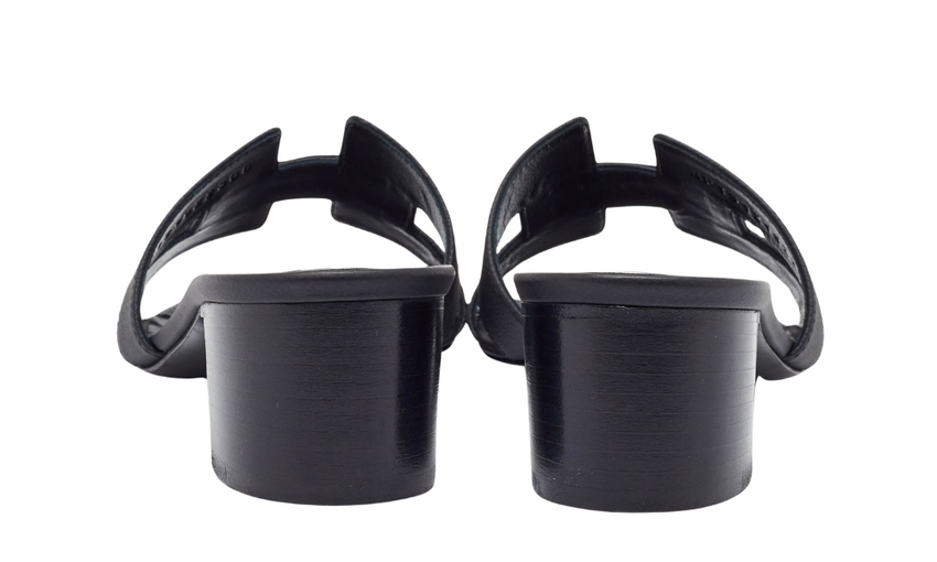 Hermès Leather Oasis Slide Sandals "Black" - Dubaiallstar