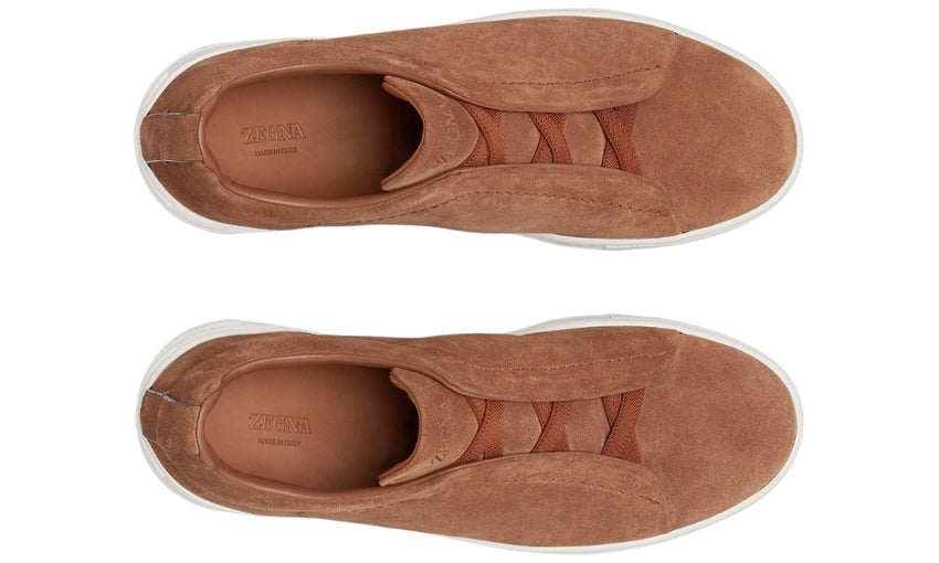 Zegna Triple Stich leather sneakers "Tobacco" - DUBAI ALL STAR