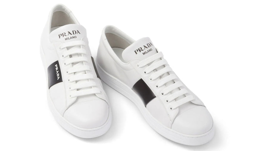 Prada brushed leather sneakers 'White Black' - DUBAI ALL STAR