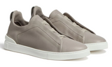 Zegna SECONDSKIN Triple Stitch leather sneakers Light Grey"