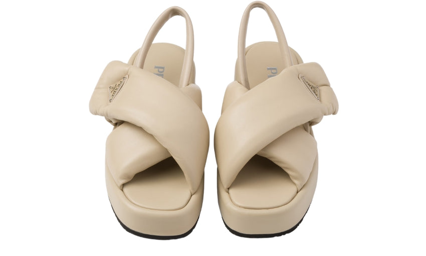 Prada triangle-logo padded sandals "Beige" - DUBAI ALL STAR