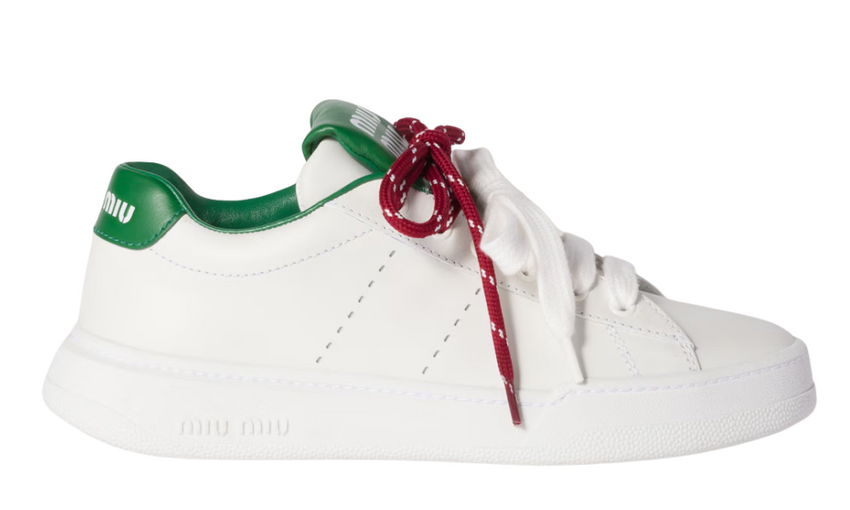 Miu Miu Leather sneakers "White / Green" - Dubaiallstar