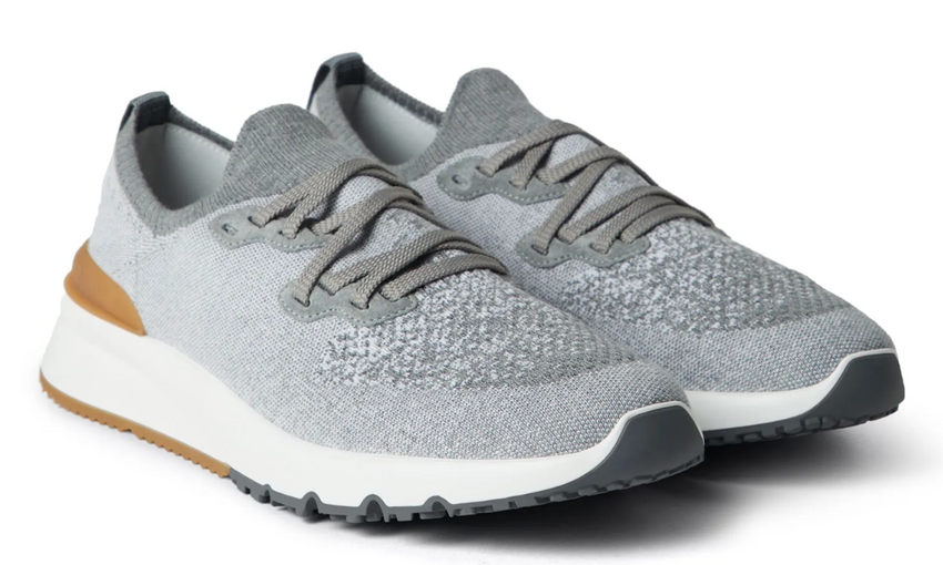 Brunello Cotton chiné knit runners "Light Grey" - Dubaiallstar