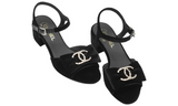Chanel Sandals Velvet  Strass Metal "Black" - Dubaiallstar