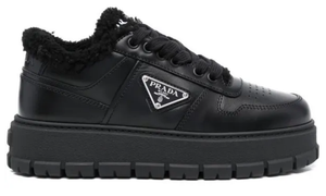 Prada Shearling-trim Flatform Sneakers 