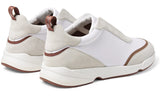 LORO PIANA Modular Walk Aqua Light Leather-trimmed Shell And Suede Sneakers In White - DUBAI ALL STAR