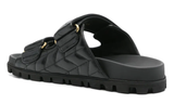 Miu Miu Matelassé Nappa Leather Slides "Black" - Dubaiallstar