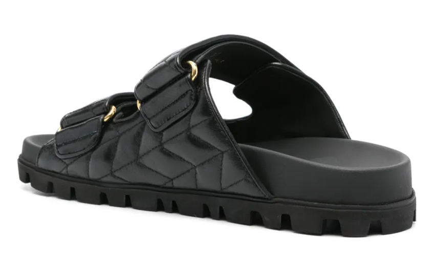 Miu Miu Matelassé Nappa Leather Slides "Black" - Dubaiallstar