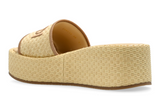 Fendi Sunshine Beige Raffia Flatform Slides - Dubaiallstar