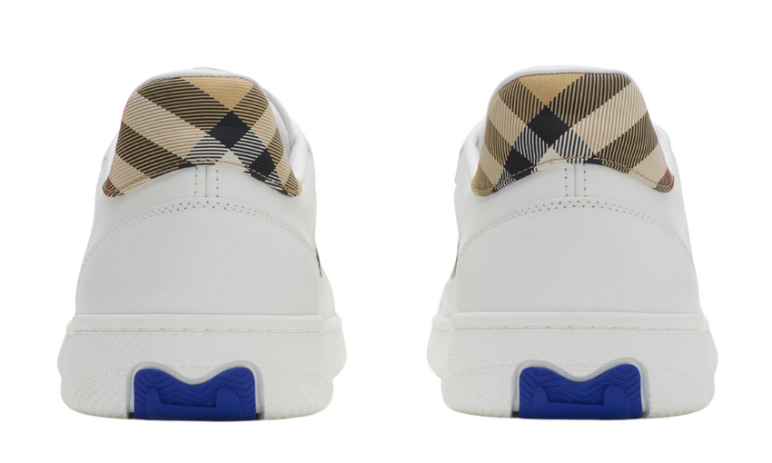 Burberry  Leather and Check Terrace Sneakers  "White Sand"