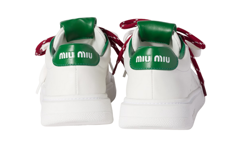 Miu Miu Leather sneakers "White / Green" - Dubaiallstar