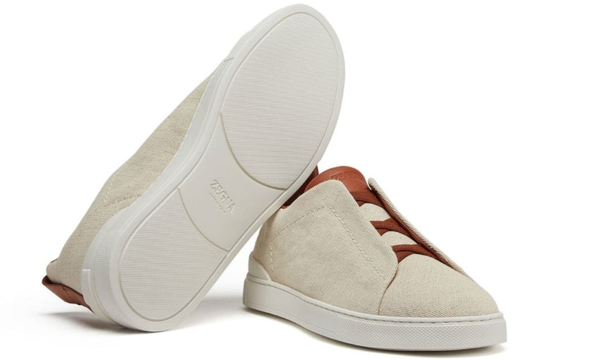 Zegna Triple Stitch canvas sneakers "Egg shell" - DUBAI ALL STAR