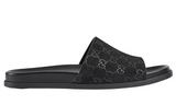 Gucci Men's slide sandal "Black GG suede"