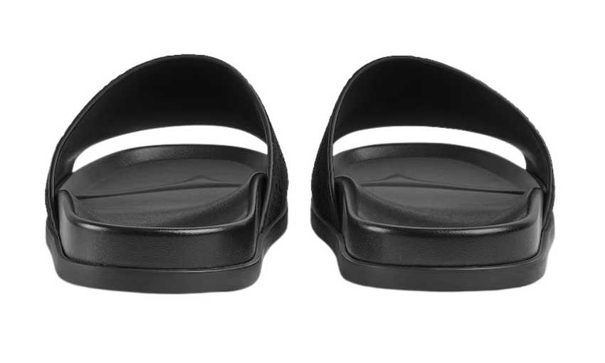 Gucci Men's slide sandal "Black GG suede"
