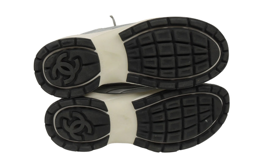 Chanel Fabric & Laminated Light Gray & Silvered Low Top Sneakers - DUBAI ALL STAR